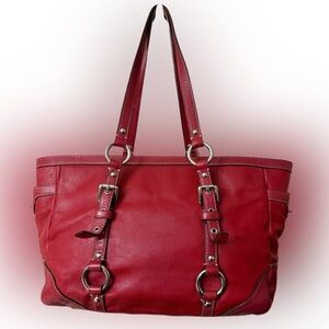 Coach Red Leather Tote Bag#F12343